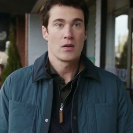 Resident Alien S04 Levi Fiehler Blue Quilted Jacket webp