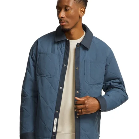 Resident Alien S04 Levi Fiehler Blue Quilted Jacket Front webp