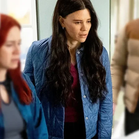 Resident Alien S04 Meredith Garretson Blue Quilted Jacket webp
