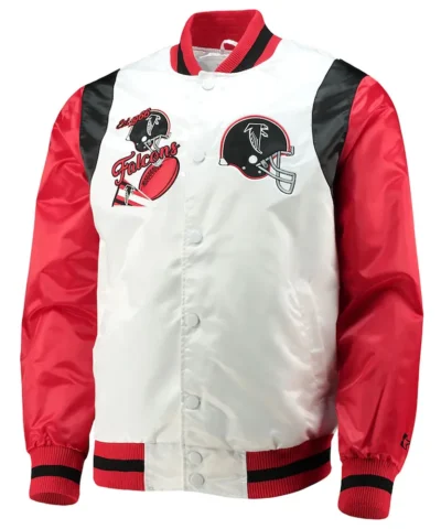 Retro The All-American Atlanta Falcons Red and White Satin Jacket