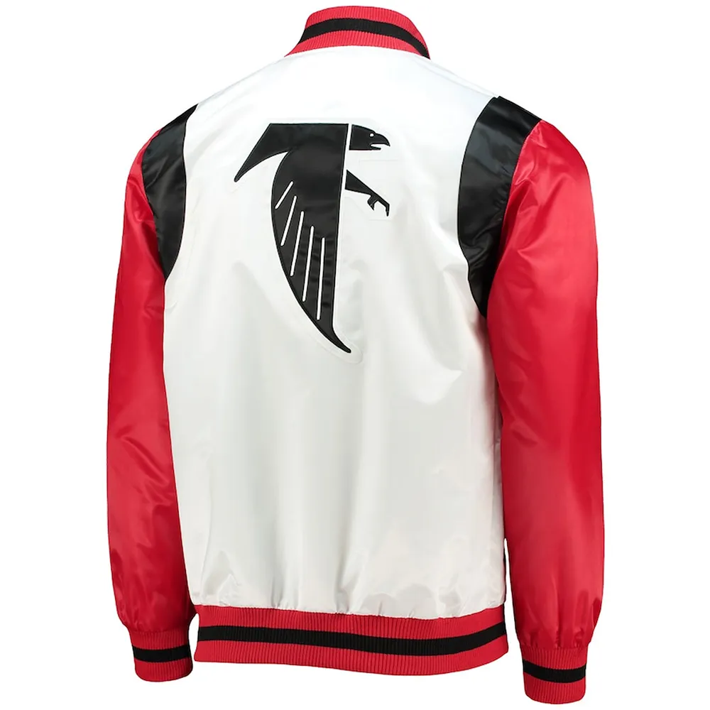 Retro The All American Atlanta Falcons Red and White Satin Jacket back webp