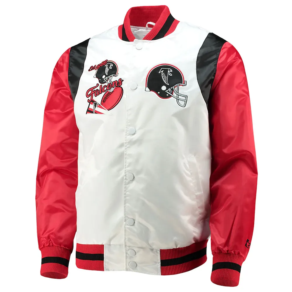 Retro The All American Atlanta Falcons Red and White Satin Jacket webp
