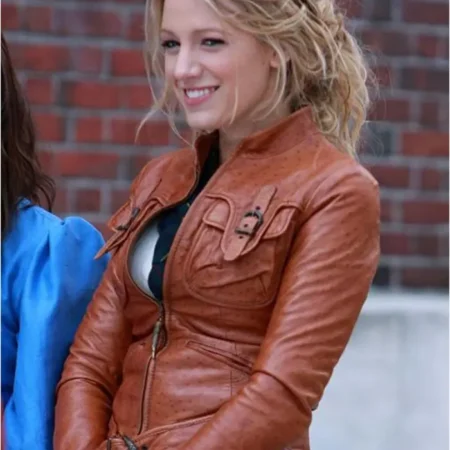 Serena Woodsen Gossip Girl Leather Jacket Side webp