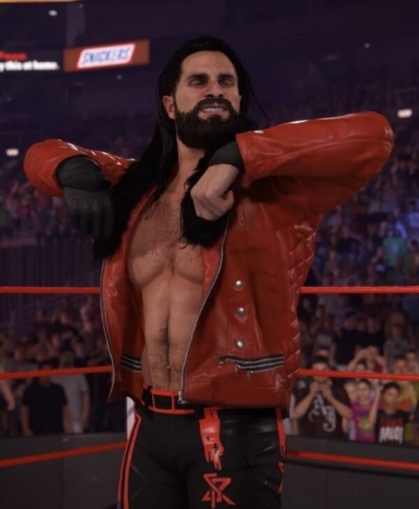 Seth Rollins Video Game WWE 2K22 Red Leather Jacket