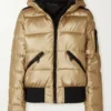 Shop Juno Temple Ted Lasso S02 Keeley Jones Golden Puffer Jacket webp