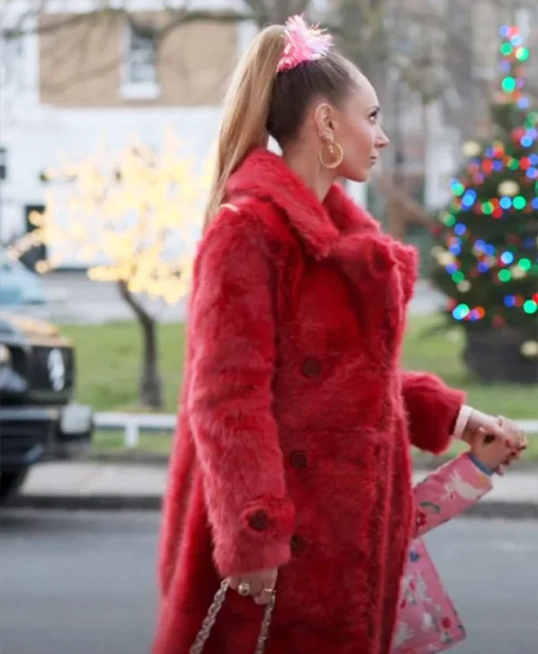Shop Ted Lasso Juno Temple Long Red Fur Coat webp