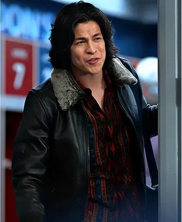 Shop Ted Lasso S02 Dani Rojas Sherling Fur Collar Leather Jacket webp