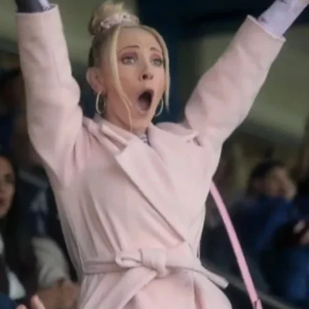 Shop Ted Lasso S03 Juno Temple Pink Coat webp