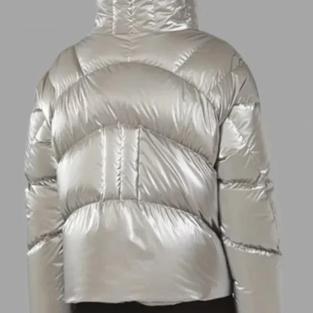 Shop Ted Lasso S03 Juno Temple Silver Puffer Jacket webp