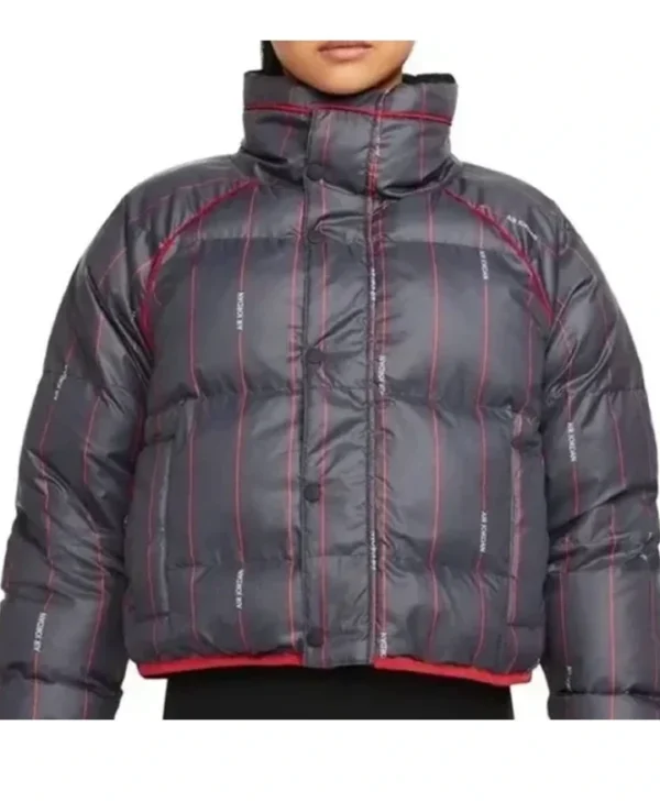 Shop Ted Lasso S03 Keeley Jones Striped Puffer Jacket webp