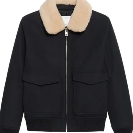 Shop Ted Lasso S03 Stephen Manas Black Bomber Jacket webp