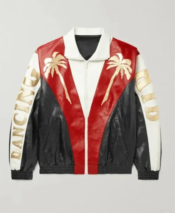 Singer G Eazy Dancing Kid Palm Tree Black Red White Bomber Real and Faux Leather Jacket For Men and Women