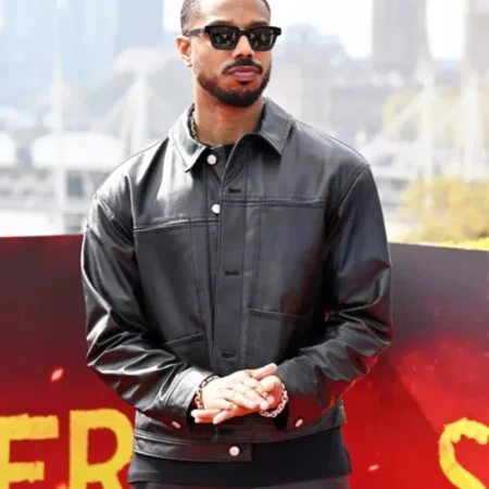Sinners Michael B Jordan Black Leather Jacket Side