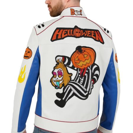 Spooky Trick Or Treat Leather Jacket back