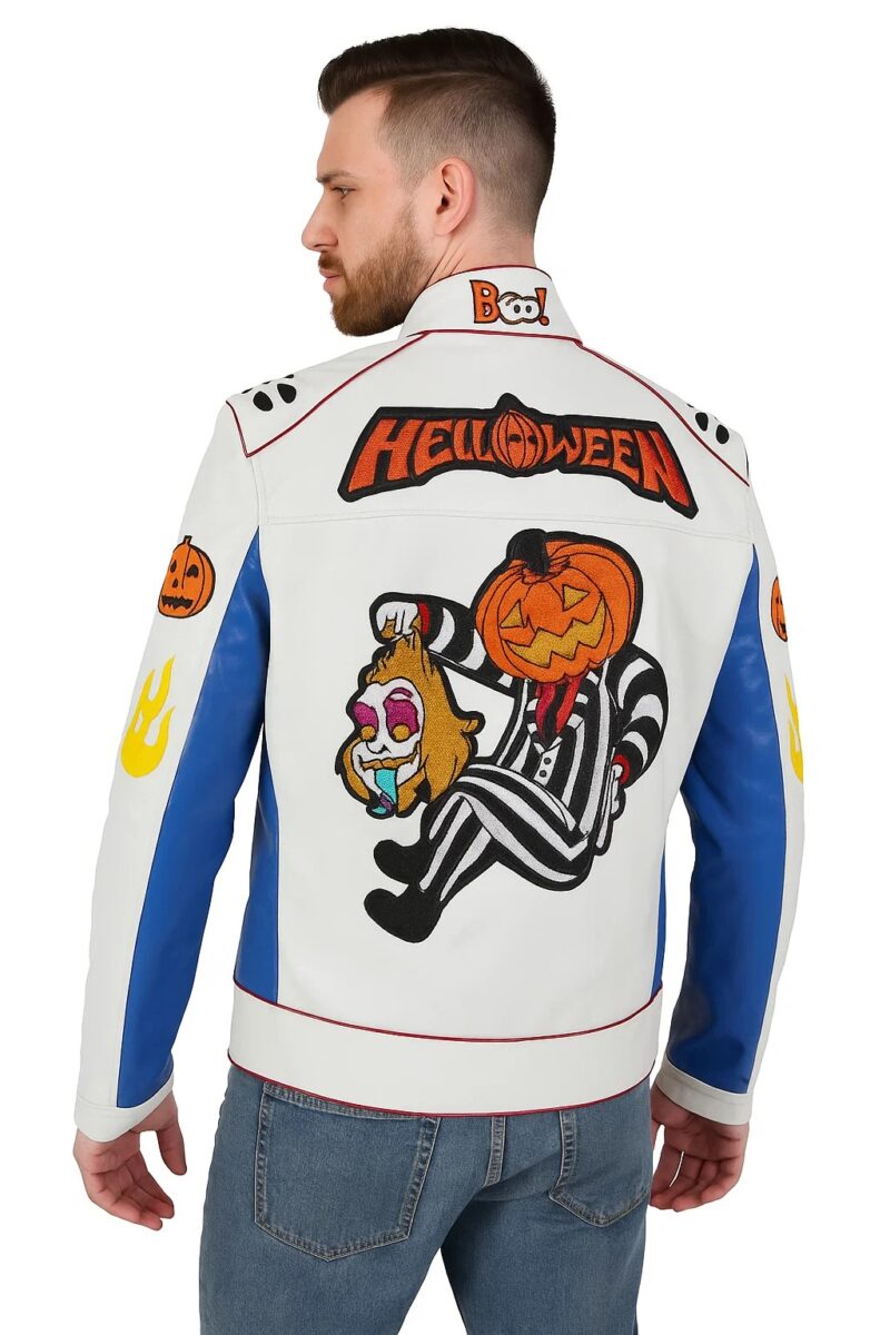 Spooky Trick Or Treat Leather Jacket back