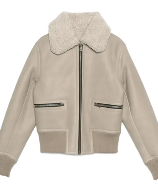 Superman & Lois Emmanuelle Chriqui Shearling Leather Jacket Front Look