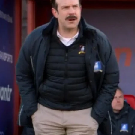 Ted Lasso Jason Sudeikis Black Cotton Track Coat webp