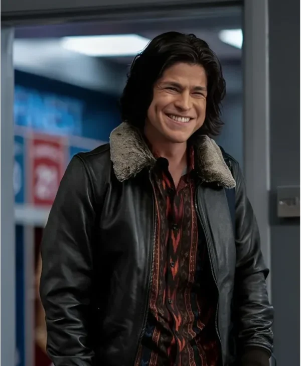 Ted Lasso S02 Dani Rojas Sherling Fur Collar Leather Jacket webp