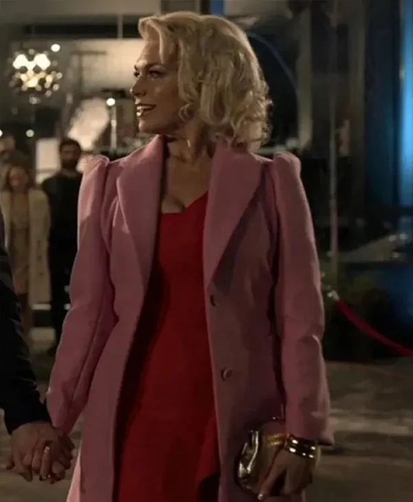 Ted Lasso S03 Rebecca Welton Pink Trench Coat front webp