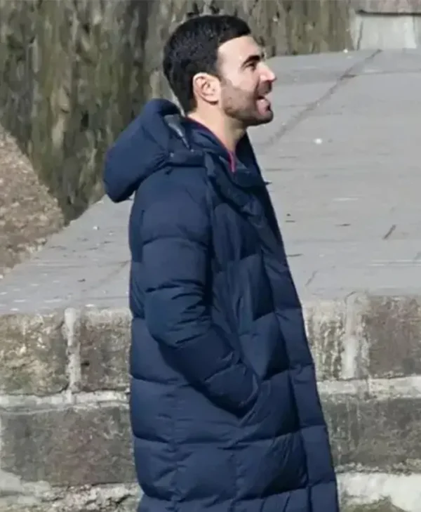 Ted Lasso S03 Roy Kent Navy Blue Puffer Coat webp