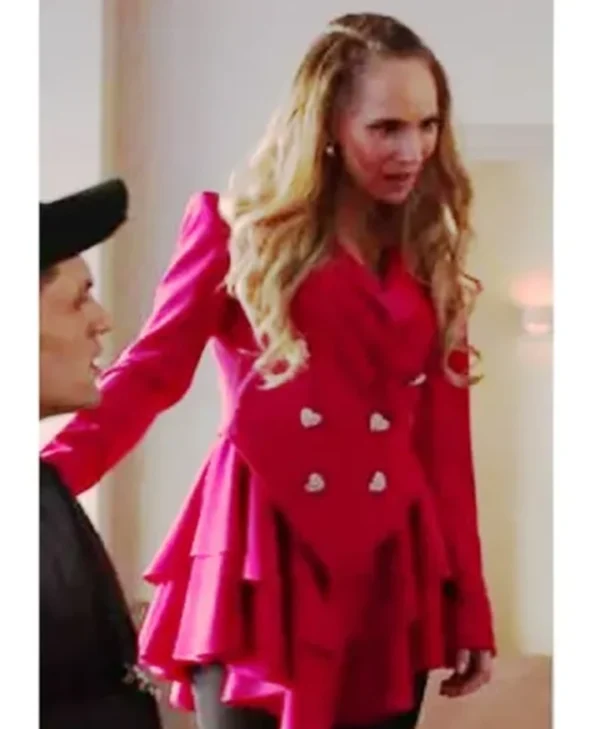 Ted Lasso S2 Keeley Pink Heart Button Wool Blazer webp