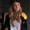 Ted Lasso S3 Juno Temple Black and Yellow Fur Jacket webp