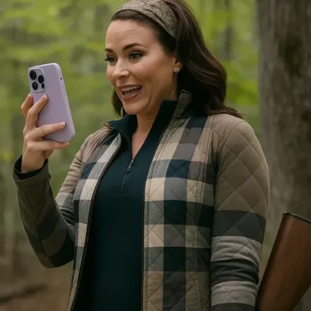 The Hunting Wives S01 Katie Lowes Plaid Quilted Jacket