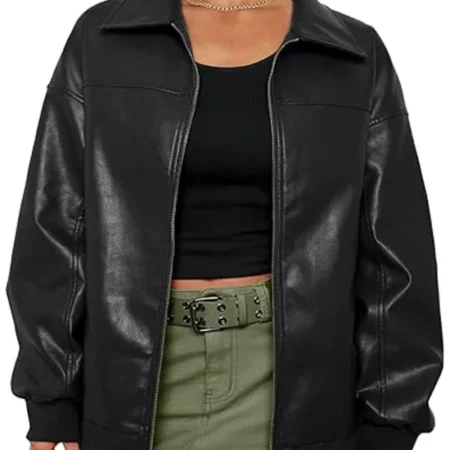 The McBee Dynasty S02 Calah Jackson Black Leather Jacket Front