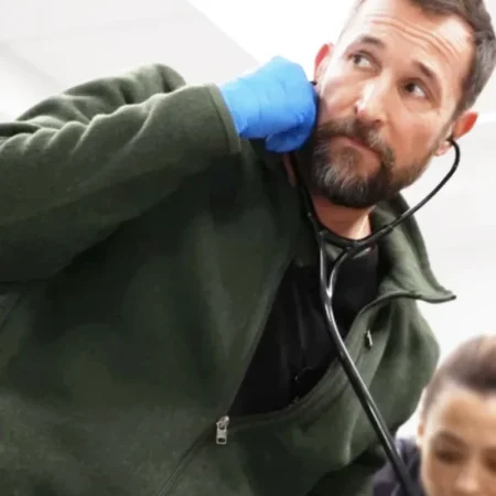 The Pitt S02 Noah Wyle Green Jacket Side