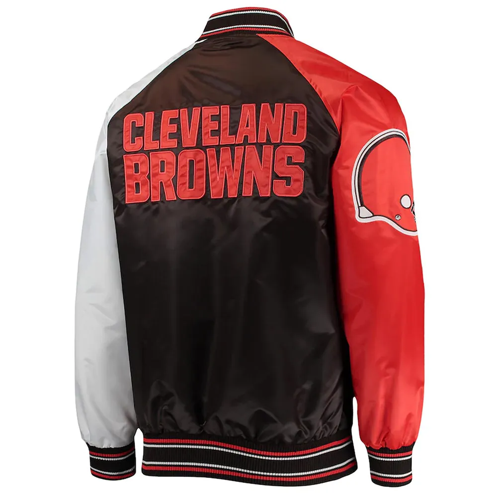 The Reliever Cleveland Browns Satin Jacket back webp