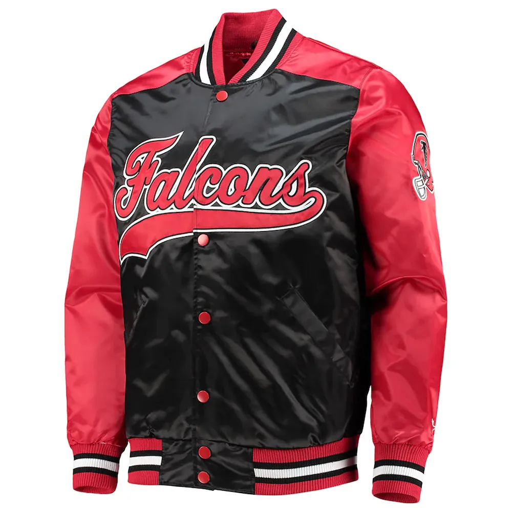 The Tradition II Atlanta Falcons Red Black Satin Jacket webp