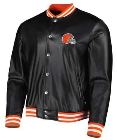The Wild Collective Cleveland Browns Metallic Black Jacket