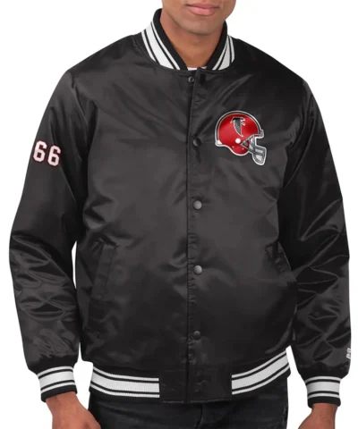 Throwback Helmet Atlanta Falcons Black Jacket