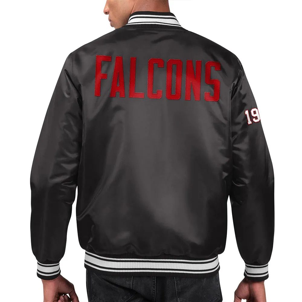 Throwback Helmet Atlanta Falcons Black Jacket back webp