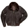 Top Gun Maverick Jon Hamm A2 Aviator Leather Sherpa Jacket Front
