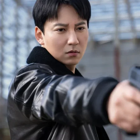 Trigger S01 Kim Nam gil Black Leather Jacket Side