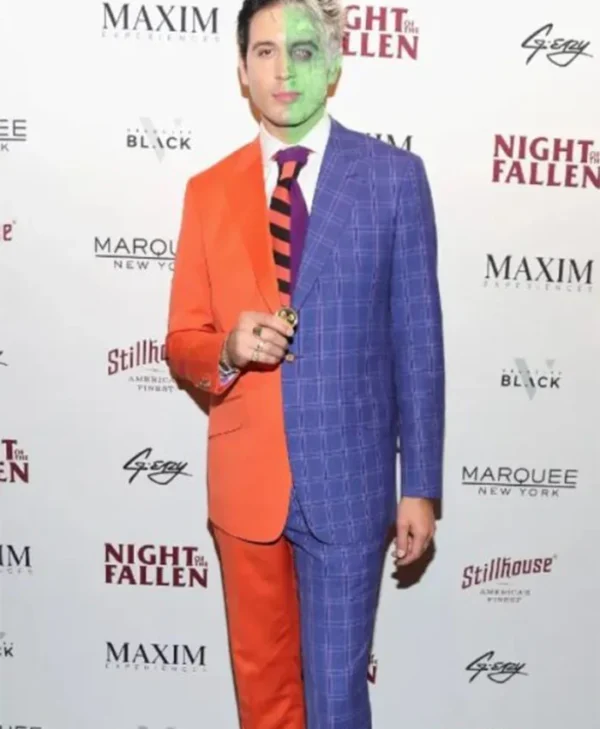 Two Toned Face Orange and Blue Singer G Eazy Halloween Costume Suit