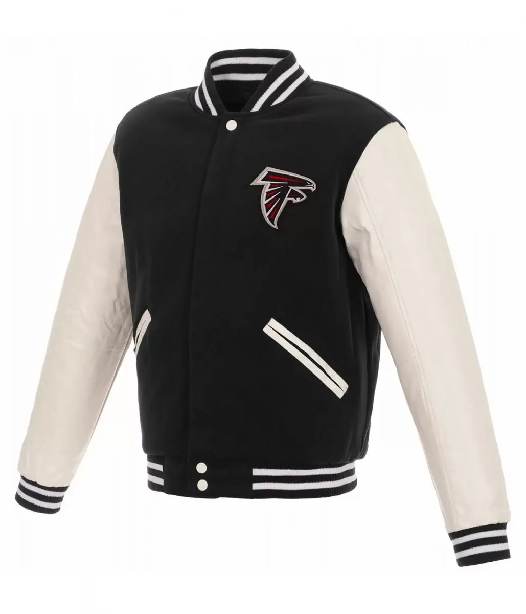 Varsity Atlanta Falcons White and Black Jacket webp