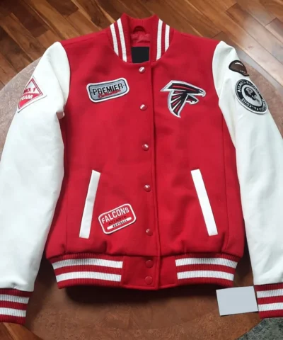 Varsity Atlanta Falcons White and Red Jacket