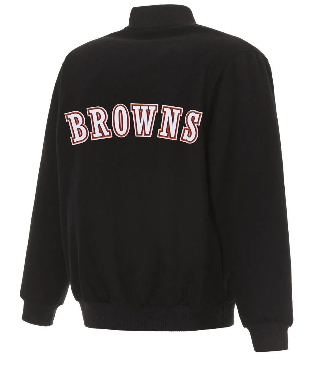 Varsity Cleveland Browns Black Wool Jacket back webp