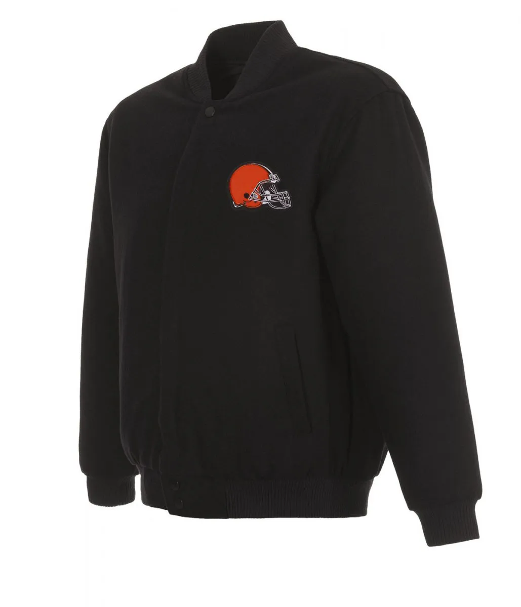 Varsity Cleveland Browns Black Wool Jacket webp