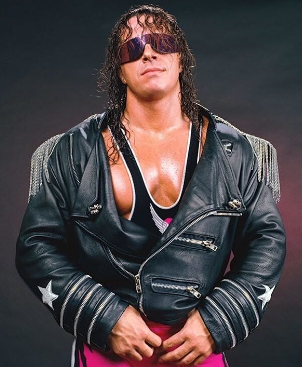 WWE 2K22 Bret The Hitman Hart Black Leather Jacket