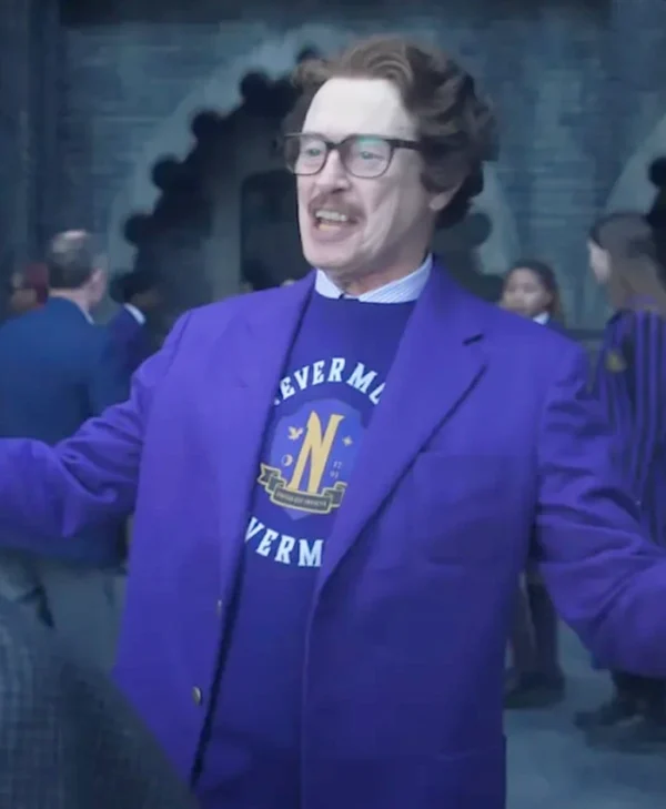 Wednesday S02 Steve Buscemi Purple Suiting Blazer