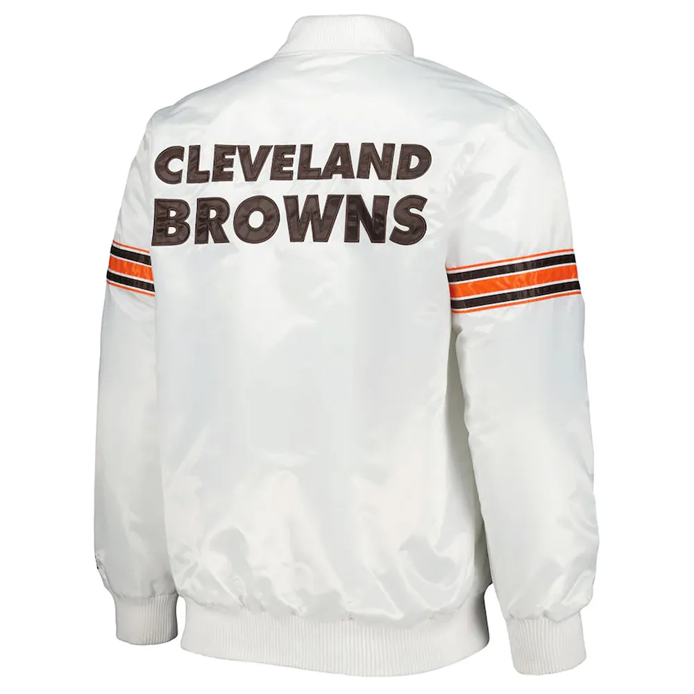 White Cleveland Browns The Power Forward Satin Jacket back webp