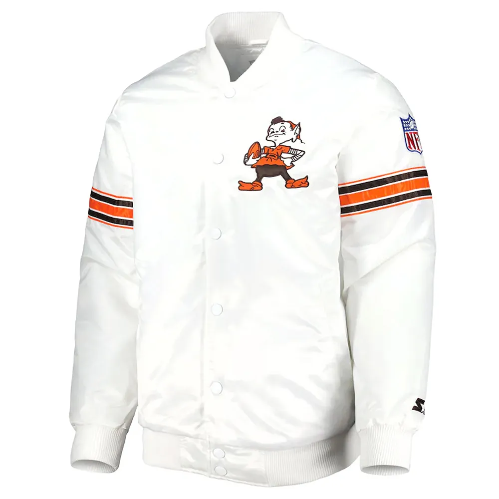 White Cleveland Browns The Power Forward Satin Jacket webp