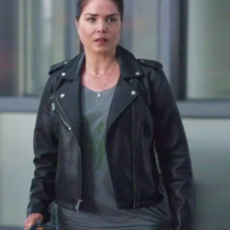 Wild Cards S02 Marie Avgeropoulos Black Leather Jacket webp