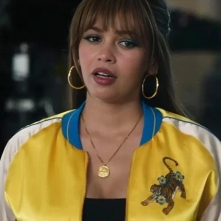 Wild Cards S02 Vanessa Morgan Embroidered Bomber Jacket Front webp