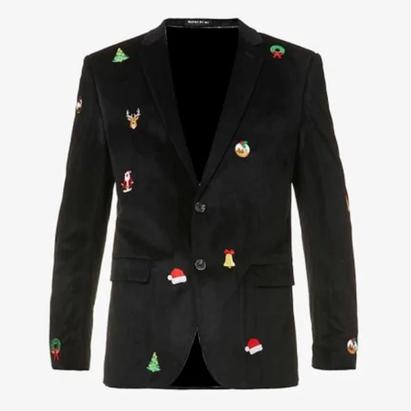X Mas Icons Black Velvet Christmas Blazer