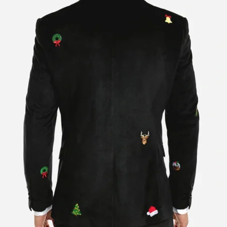X Mas Icons Black Velvet Christmas Blazer For Sale
