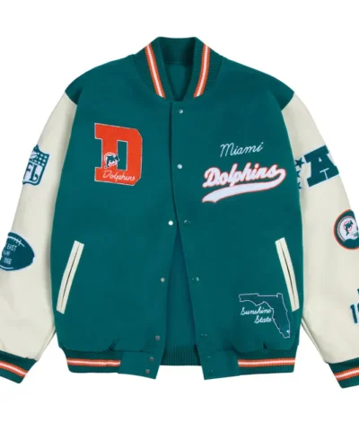 miami dolphins aqua letterman jacket